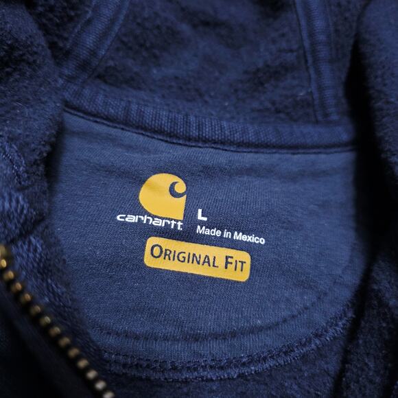 Carhartt Hoodie Men's Navy Blue Rain Defender Large Original Fit Hoodie Heavy - Picture 5 of 10